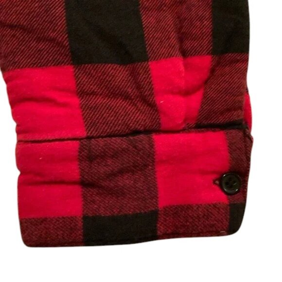 Bluenotes Red and Black Plaid Shacket Style Hoodie with Sherpa Lining - Picture 6 of 6